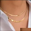 Hänge halsband 14k guldfyllda stål stål fiskkedja halsband mode platt orm för kvinnor 4mm bred droppleverans 2022 j dhgur