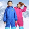 Skiing Jackets Children One-Piece Ski Set Boys Girls Outdoor Sports Snowboard Suit Hooded Windproof Waterproof Warm Jumpsuit Overalls