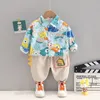 Neonati maschi Vestiti Autunno Set di abbigliamento per bambini Cartone animato Dinosauro Camicia Pantaloni 2 pezzi Vestito per bambini Bambino per 0 1 2 3 4 anni