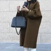 Femmes Laine Mélange Solide À Manches Longues Lâche Pardessus Outwear Mode Style Coréen Tops Automne Hiver Casual Manteau Cardigan 221021