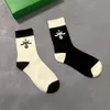 Special Design Letter Socks Black White Women Girl Letters Bomull