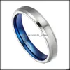 Wedding Rings Wedding Rings 4Mm Blue Inlay Titanium For Women Fashion Love Female Engagement Promise Jewelry Anillos Mujer Sieradenw Dhxer