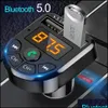 Kit de voiture Bluetooth Transmetteur Fm Bluetooth Car Mp3 O Player Hands Kit 5V 3.1A Chargeur double USB 12-24V Tf U Disk Music Drop Delivery 2 Dhhjv