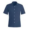 Men's Casual Shirts 2022 Breathable Mens Shirt Button Up Loose Short Sleeve Solid Color Pullovers Harajuku Vintage Men Camisa Wholesale