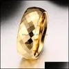 Fedi nuziali Fedi nuziali Diamante Acciaio al tungsteno Anello sfaccettato in oro Mens Trend Prepotente Face Ins Online Celebrity Fashion Ringwe Dhd91