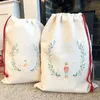 Sac de Noël en lin vierge par sublimation avec ficelle rouge pour impression par sublimation DIY