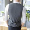 Herrenwesten 2022 Männer Zweireiher Weste Designer Slim ärmelloses Kleid Anzug Grau Schwarz Mode Business Casual