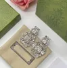 Lüks Kristal Moda Saplama Küpe Kadın Rhinestone Earstud Earrin Düğün Takı Desigenr Marka 18k Altın Kaplama Kolye Küpe
