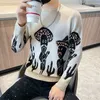 Camisolas masculinos Prind Print Sweater masculino 2022 Autumn Winter Manga longa Manga quente malha redonda Pallovers finos casuais roupas masculinas