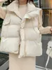 Damenwesten 2022 Stehkragen Winter Herbst Frauen Weste Baumwolle Gepolstert Solide Beige Schwarz Oversize Lose Ärmellose Weste Jacke