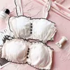 Bras Sets Wriufred Cotton tube top underwear set girl wire free home pajamas nightwear sweet cute bra set women lingerie mid waist panties T220907