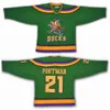 Mighty Movie Jersey 14 Antti Aalto 21 Ted Donato 22 Luis Mendoza 31 Steve Shields 56 Russ Tyler 86 Chandails de hockey Shjon Podein