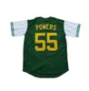 Mens Kenny Powers # 55 Eastbound et Down Mexicain Charros Kenny Powers Cousu Film de haute qualité Baseball Jersey Vert Bleu Expédition rapide