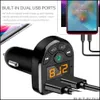 Kit de voiture Bluetooth Transmetteur Fm Bluetooth Car Mp3 O Player Hands Kit 5V 3.1A Chargeur double USB 12-24V Tf U Disk Music Drop Delivery 2 Dhhjv