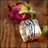 Wedding Rings Wedding Rings Gothic Rose Figet Spinner For Women Men Rotate Anti Anxiety Ring Hip Hop Punk Finger Vintage Jewelry Gift Dhtrg