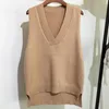 Damesvesten herfst trui vest v-neck mouwloze onregelmatige casual losse gebreide pullover tops vrouwelijke bovenkleding 221022