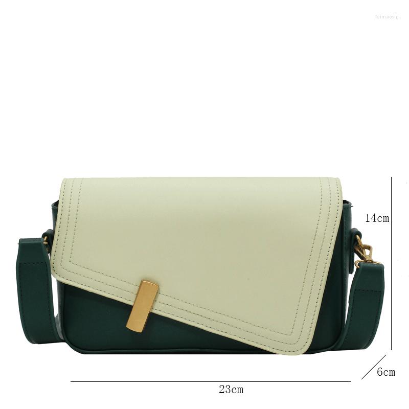 Borse da sera Fshion Crossbody per donna Borsa in pelle con pannelli Borsa a tracolla verde vintage Borsa femminile Designer di marca Flap Messenger