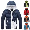 Heren down parkas groothandel- hood winter jas mannen warme winter down jas dik casual fit cooded homme 4 kleuren