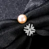 Новый циркон снежинок пресноводный жемчужный кольцо Открытое кольцо Женщины ювелирные изделия корейская мода роскошная S925 Silver Exquisite Кольцевая аксессуар