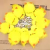 Cute pompom keychain party gift yellow duck car key charm animal children's toys gifts DE859
