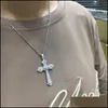 Pendant Necklaces 14K Gold Long Diamond Cross Pendant 925 Sterling Sier Party Wedding Pendants Necklace For Women Men Moissanite Jewe Dhzuo