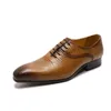 Zimowe buty sukienki oryginalna skórzana klamra koronka ślub formalny Oxfords Business Office Black Brown