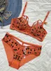 BRAS SETS WRIUFRED THIN FASHION KONTRAST FÄRGLINGERI EBRODERY Underkläder Kvinnor Inget svamp stora bröst Sexigt perspektiv BRA Panty Set T220907