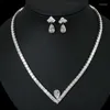 Necklace Earrings Set 2022 Shiny Yellow Cubic Zirconia Stone Water Drop And For Women Party Dress Jewelry Accessory Wholesale