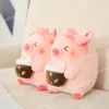 Kawaii 21cm Bubble Tea Pig Toy Toy Toy Cute Studed Plush Plush Doll for Girlfriend Girls