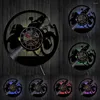 Wall Clocks Motorcycle Retro Clock Cafe Racer Pub Bar Club Decor LED Light Motorcyclist Riders Gift