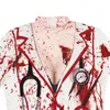 Temad kostym damer halloween fest skräckdräkter dräkter blodig sjuksköterska zombie klänning cosplay sexig rund hals långärmhet pack höft 221022