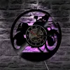 Wall Clocks Motorcycle Retro Clock Cafe Racer Pub Bar Club Decor LED Light Motorcyclist Riders Gift