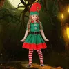 Stage Wear Christmas Cosplay komt voor kinderen meisjes elf grinch jurk Xmas feest groene kerstman performance kleding met hoed unisex T220901