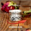 Wedding Rings Wedding Rings Gothic Rose Figet Spinner For Women Men Rotate Anti Anxiety Ring Hip Hop Punk Finger Vintage Jewelry Gift Dhtrg