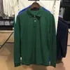 2023SS Automne Nouveaux Polos Chemise À Manches Longues Hommes Petit Cheval Logo Broderie Solide Coton Lâche Grand T-shirt Décontracté