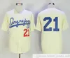 Beige Roberto Clemente Jersey # 21 Santurce Crabbers Porto Rico en maillot de baseball Baseballs cousu chemise boutonnée expédition rapide