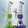 7 tum kort nekt munstycke glas bongs pyramid design vattenpipa h￥rda vattenr￶r duschhuvud perc sm￥ dabb riggar med 14 mm fogsk￥lgr￶n lila