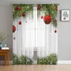 カーテンクリスマスデコレーションリビングルームのための雪の薄いカーテンチュール窓ボイルヤーンショートベッドルーム