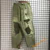 Pantalon Homme Hip Hop Multi-poches KAPITAL Cargo Hommes Femmes Top Qualité Os Broderie Pantalon Streetwear Lâche Vert