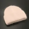 Beanieskull Caps Kadın Şapkası Kış Beanie Gerçek Tavşan Kürk Bonnet S Kadınlar İçin Katı Kafa Knited Kadın 221026