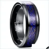 Anelli di nozze Anelli di nozze Nuncad Blue Dragon Carburo di tungsteno So Mate Anello da uomo Gioielli 8 mm di larghezza placcatura Nero Regalo per il marito Dro Dhl2R