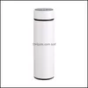 Water Bottles Sublimation Blank Water Bottles Intelligence Show Temperature 304 Stainless Steel Vacuum Flask Flat Mouth Lovers Cup 19 Dhlya