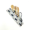 Servis upps￤ttningar 3 st/set bambu knivar sked gaffel redskap noll avfallsbestick milj￶v￤nlig upps￤ttning med b￤rbart fodral