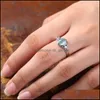 Bagues de mariage anneaux de mariage ovale en pierre bleue vintage pour les femmes briques briques zircone en cristal fian￧ailles