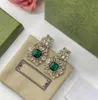 Lüks Kristal Moda Saplama Küpe Kadın Rhinestone Earstud Earrin Düğün Takı Desigenr Marka 18k Altın Kaplama Kolye Küpe