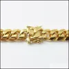 Correntes Gold Gold Miami Cubra Chain Chain Men Men Hip Hop Colares de jóias de aço inoxidável Drop entrega 2022 Pingentes Dhmro