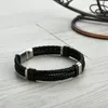 Charm Bracelets 2022 Punk Bracelet Hand Weave Black Leather Stainless Steel Magnetic Bangles Men's Friendship Gift