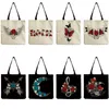 Evening Bags Shopper Bag Portable Red Rose Blue Floral Print Fashion High Capacity Shoulder Women Customizable Handbags Outdoor