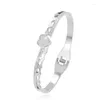 Bangle 2022 Diamond With Heart In Middle Silver Bracelet For Women Luxury Woman Jewelry Adjustable Fashion