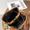 Borse da sera Moda Donna Borsa a tracolla in tela con coulisse in colore a contrasto Secchiello in pelle PU Patchwork Spalla da donna